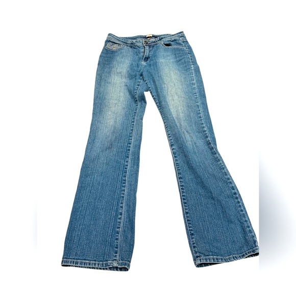 Reba Bootcut Jeans Medium Light Wash Embroidered Pocket Size 6 - Picture 1 of 3